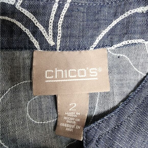 Chico's Lightweight Blue Denim Embroidered Jacket (2) - Picture 5 of 6
